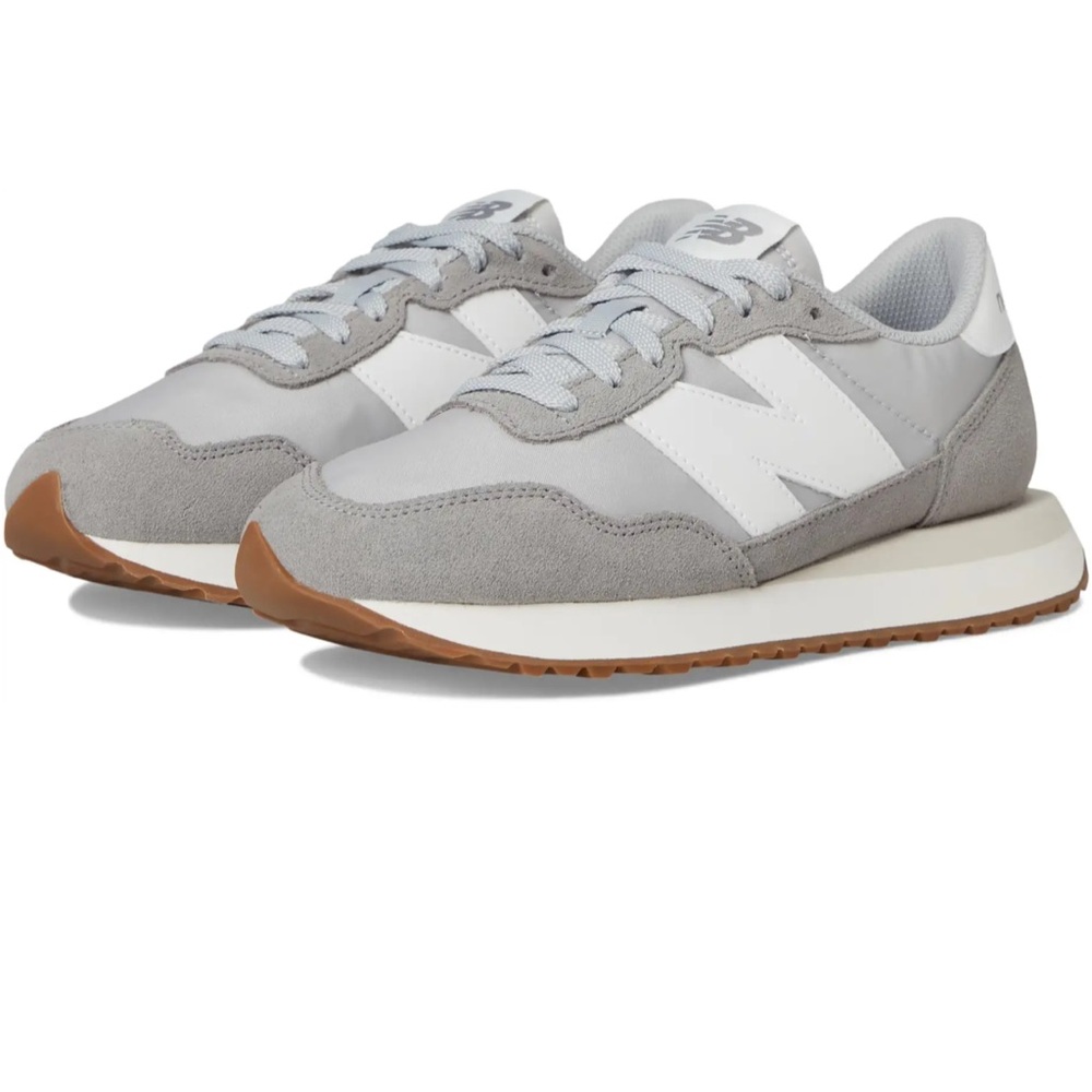 New Balance Light Gray and White Sneakers
